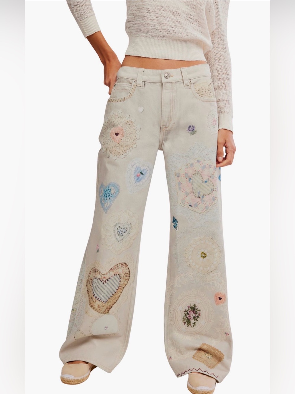 NWT We the Free Printed Illusions Straight Leg Heart Free People 31 Artsy Crafty